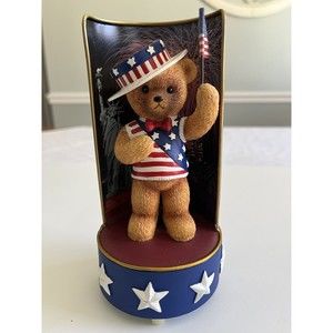 Vtg Hamilton Collection American Liberty Bear Musical Figurine Yankee Doodle